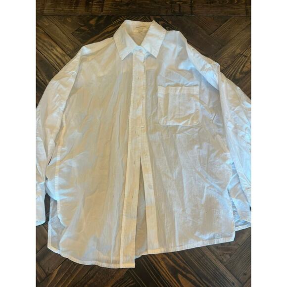 Oversized Sheer White Button Down Women Medium/Large Beachy Trip Resort Coverup - Picture 1 of 9